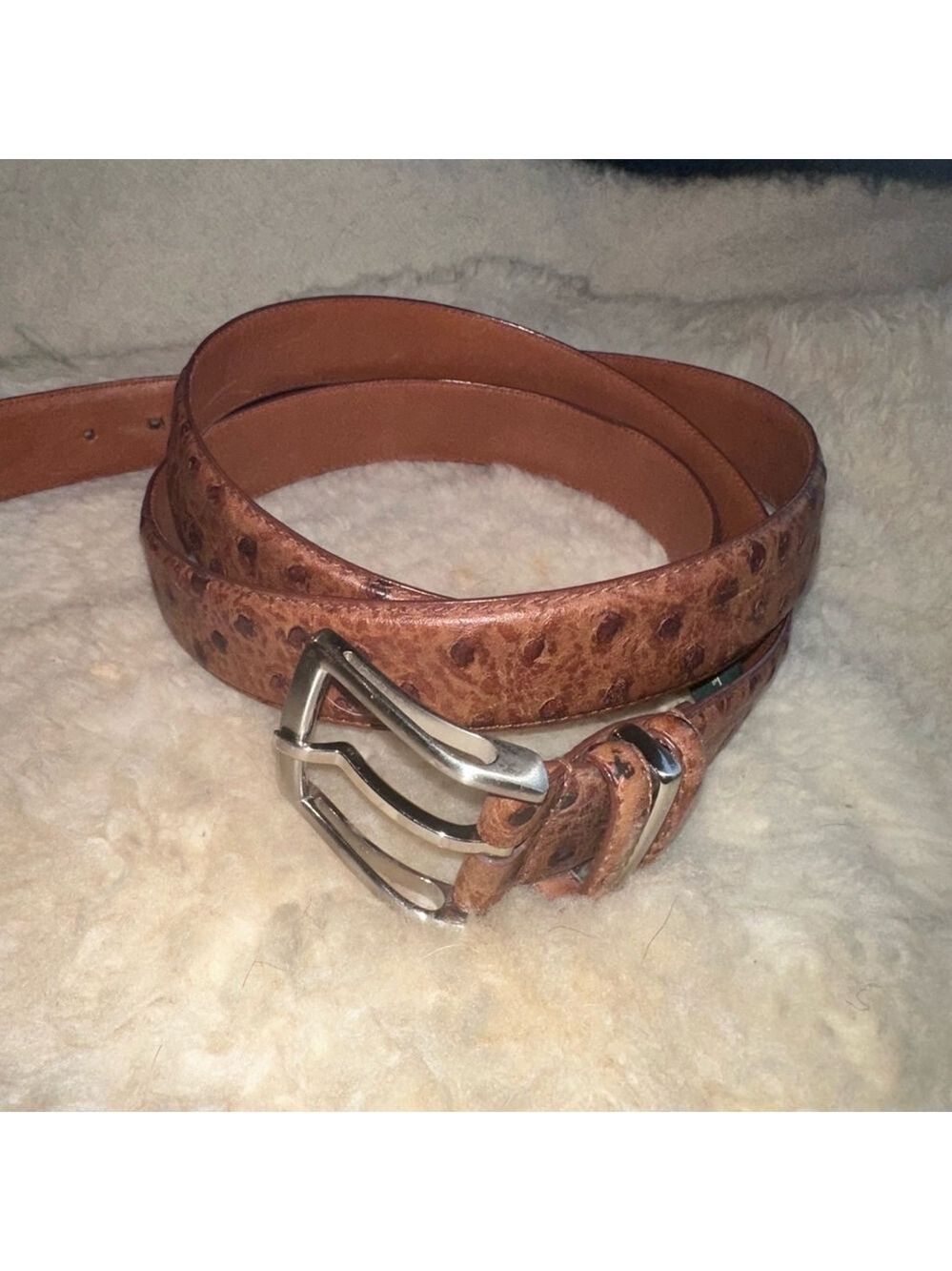 Men’s Tundra Italian Leather Belt 627-02 Metal Square Buckle Brown Size 58/145